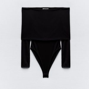 ZARA OFF THE SHOULDER POLYAMIDE BODYSUIT